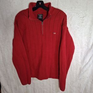 Vintage Polo Jeans Co. Ralph Lauren Red 1/4 Zip Knit Sweater Size Large Heavy